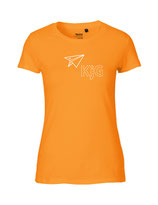 Damen T-Shirt Papierflieger (white/okay orange)