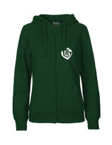 Ladies Zip Hoodie Herzseelenbohrer (white/bottle green)
