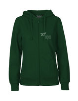 Ladies Zip Hoodie Papierflieger (white/bottle green)