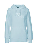 Ladies Hoodie Papierflieger (white/light blue)