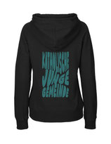 Ladies Hoodie Bubbleschrift (black/aqua green)