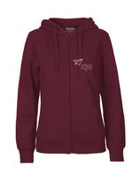 Ladies Zip Hoodie Papierflieger (white/bordeaux)
