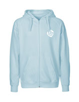 Mens Zip Hoodie Herzseelenbohrer (white/light blue)