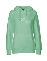 Ladies Hoodie Papierflieger (white/dusty mint)
