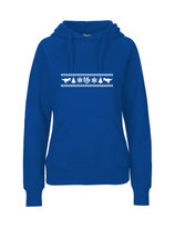 Ladies Hoodie Ugly Christmas (white/royal blue)