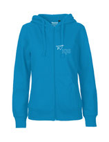 Ladies Zip Hoodie Papierflieger (white/saphire)