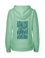 Ladies Hoodie Bubbleschrift (dusty mint/aqua green)