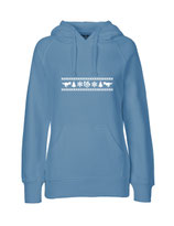 Ladies Hoodie Ugly Christmas (white/dusty indigo)