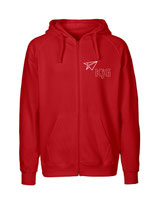 Mens Zip Hoodie Papierflieger (white/red)