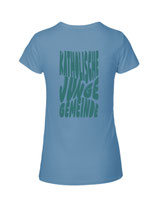 Damen T-Shirt Bubbleschrift (dusty indigo/aqua green)