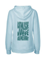 Ladies Hoodie Bubbleschrift (light blue/aqua green)