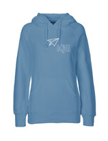 Ladies Hoodie Papierflieger (white/dusty indigo)