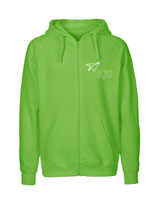 Mens Zip Hoodie Papierflieger (white/lime)