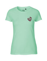 Damen T-Shirt Herzseelenbohrer (bordeaux/dusty mint)
