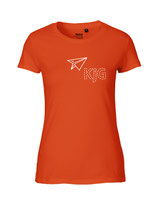 Damen T-Shirt Papierflieger (white/orange)