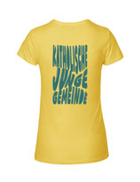 Damen T-Shirt Bubbleschrift (yellow/aqua green)