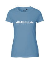Damen T-Shirt Skyline (white/dusty indigo)