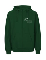 Mens Zip Hoodie Papierflieger (white/bottle green)