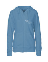 Ladies Zip Hoodie Papierflieger (white/dusty indigo)