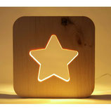 Dekobox - Motivlampe Stern aus Massivholz Zirbe - inkl. LED Beleuchtung mit Timer Funktion