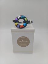 Bracelet en verre fusionné et cuir N° 11