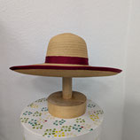 Strohhut Florentiner mit roter Ripsbandschleife