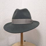 Filzhut Fedora Salbei mit grauem Ripsband Unisex mit Farbfehler