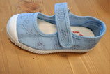 ballerines coton bio brodées bleu ciel, cienta