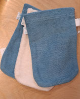 3 gants de toilette enfant (2 bleus et 1 blanc)- éponge fin, Iobio