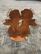 Engelpaar "KISS" aus Metall, Rost