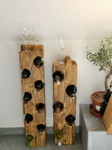 Weinflaschenständer Altholz Massiv mit gezapfter Oberseite / Wine bottle rack antique wood solid with tapped top