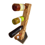 Weinflaschenhalter Altholz mit Natursteinsockel