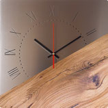 Wanduhr Edelstahl Eiche / Wall clock stainless steel oak