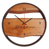 Wanduhr mit Stahlring - Kirsche zweiteiliges Uhrenblatt