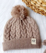 100 % Merino wol baby mutsje bruin