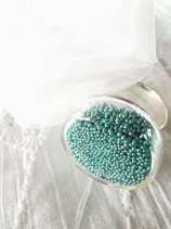 Bague 20 mm micro-billes turquoises