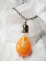 Collier verre soufflé goutte liquide orange