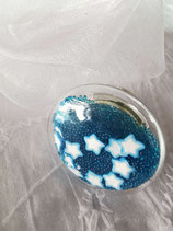 Bague 27 mm Micro-billes bleues et Fimo forme étoiles