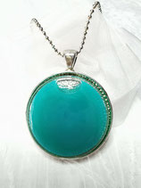 Collier verre soufflé globe cabochon rond Liquide Turquoise