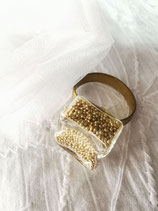 Bague 15X15 mm Micro-billes Or