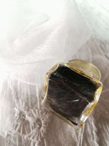 Bague 20X20 mm Plume noire