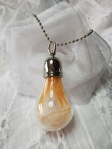 Collier goutte verre soufflé Plume Orange et Micro-billes transparentes