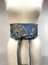 Ceinture Obi grue/tortue bleu uni bleu