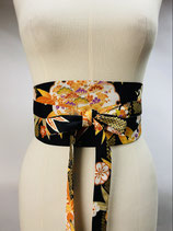 Ceinture Obi Bambou/fleur noir