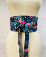 Ceinture Obi Kingyo rose fond noir