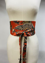Ceinture Obi grue/tortue brique uni noir