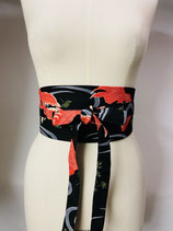 Ceinture Obi Kingyo noir claire uni rouge profond