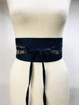 Ceinture triangle bleu marine motif grue et tortue