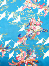 Furoshiki grue fleur bleu clair