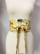 Ceinture Obi Kingyo doré écru uni orange